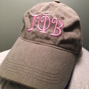 Gamma phi beta hat! Beige with pink embroidery